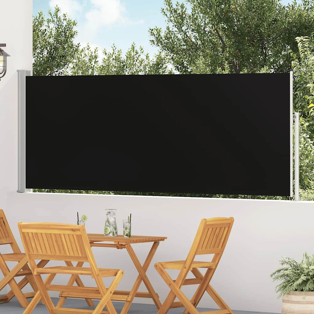 Ištraukiama šoninė kiemo pertvara, juodos spalvos, 120x500cm