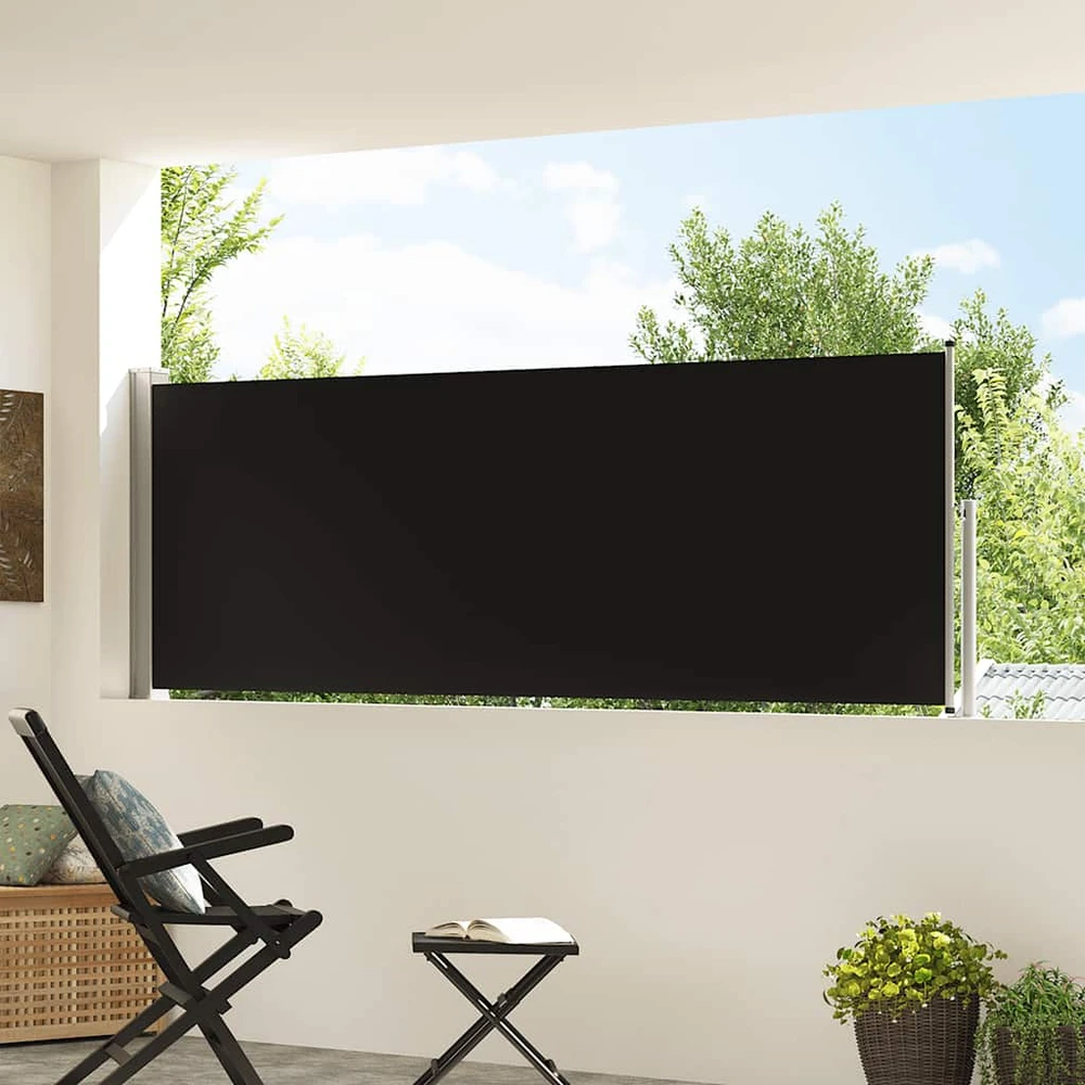 Ištraukiama šoninė kiemo pertvara, juodos spalvos, 100x300cm