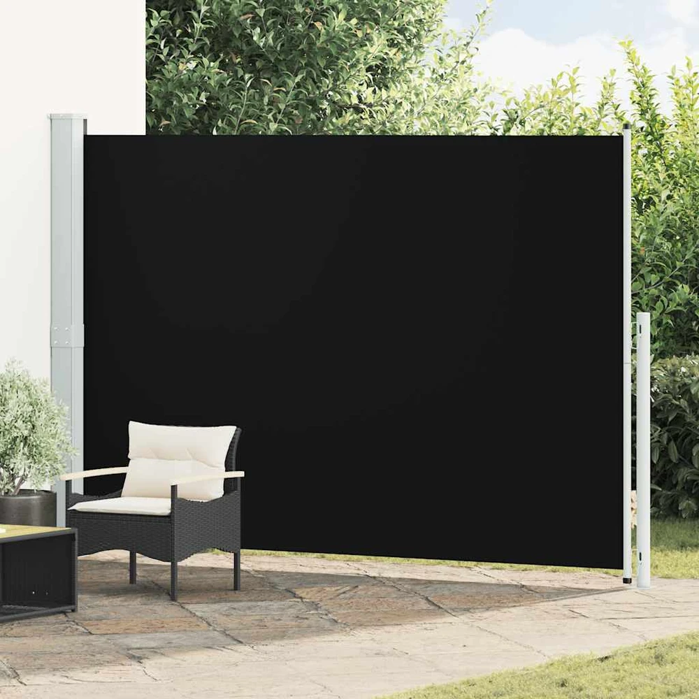 Ištraukiama šoninė kiemo pertvara, juodos spalvos, 200x300cm