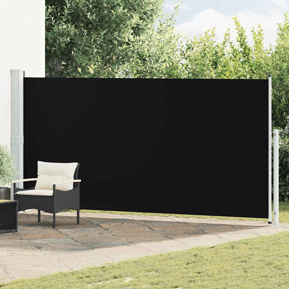Ištraukiama šoninė kiemo pertvara, juodos spalvos, 180x500cm