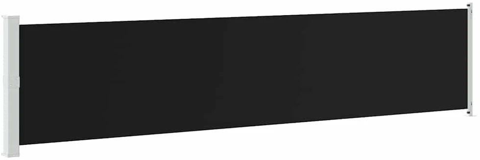 Ištraukiama šoninė kiemo pertvara, juodos spalvos, 140x600cm