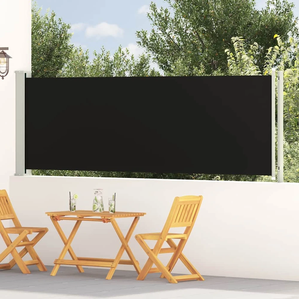 Ištraukiama šoninė kiemo pertvara, juodos spalvos, 117x600cm