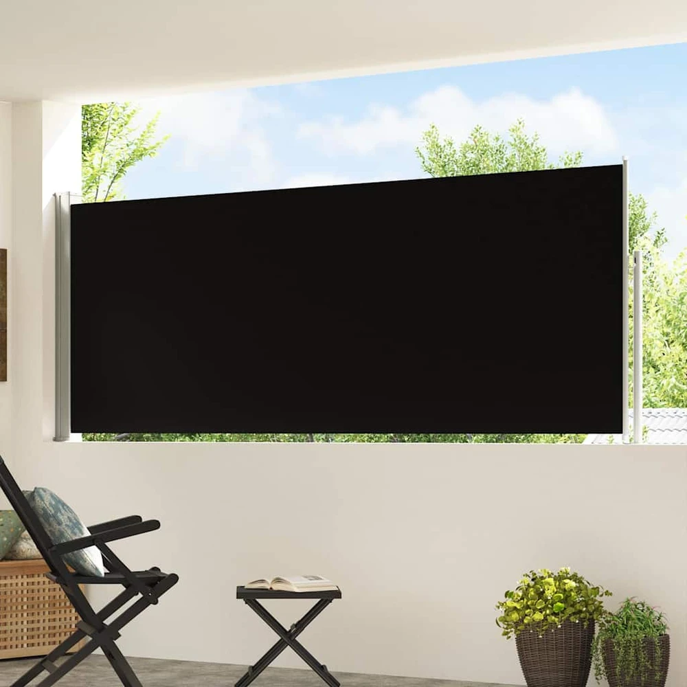 Ištraukiama šoninė kiemo pertvara, juodos spalvos, 120x500cm