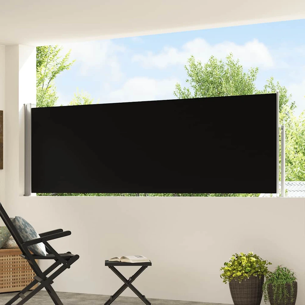 Ištraukiama šoninė kiemo pertvara, juodos spalvos, 100x500cm