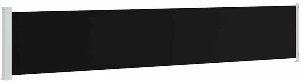 Ištraukiama šoninė kiemo pertvara, juodos spalvos, 117x600cm