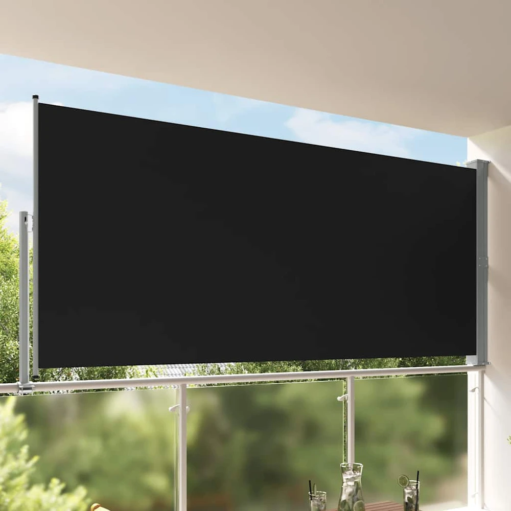 Ištraukiama šoninė kiemo pertvara, juodos spalvos, 160x300cm