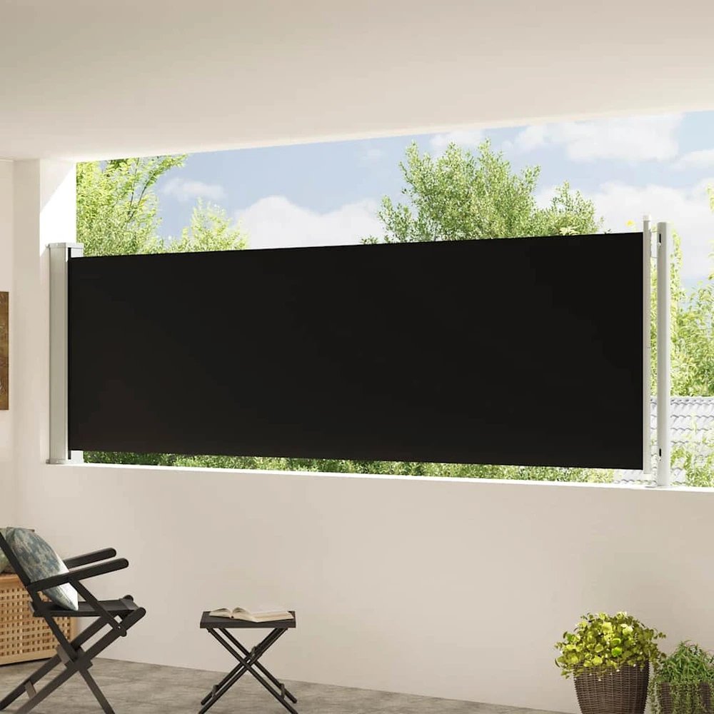 Ištraukiama šoninė kiemo pertvara, juodos spalvos, 117x600cm