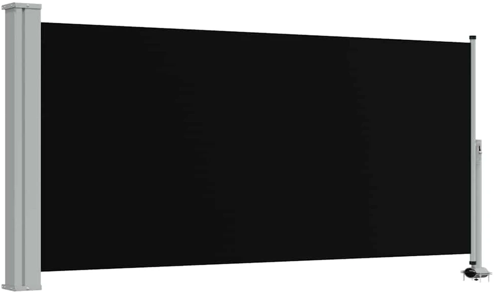 Ištraukiama šoninė kiemo pertvara, juodos spalvos, 120x300cm