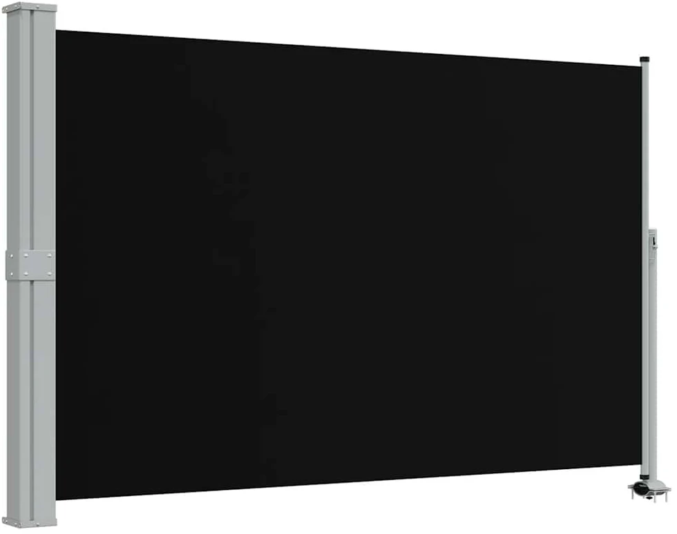 Ištraukiama šoninė kiemo pertvara, juodos spalvos, 160x300cm