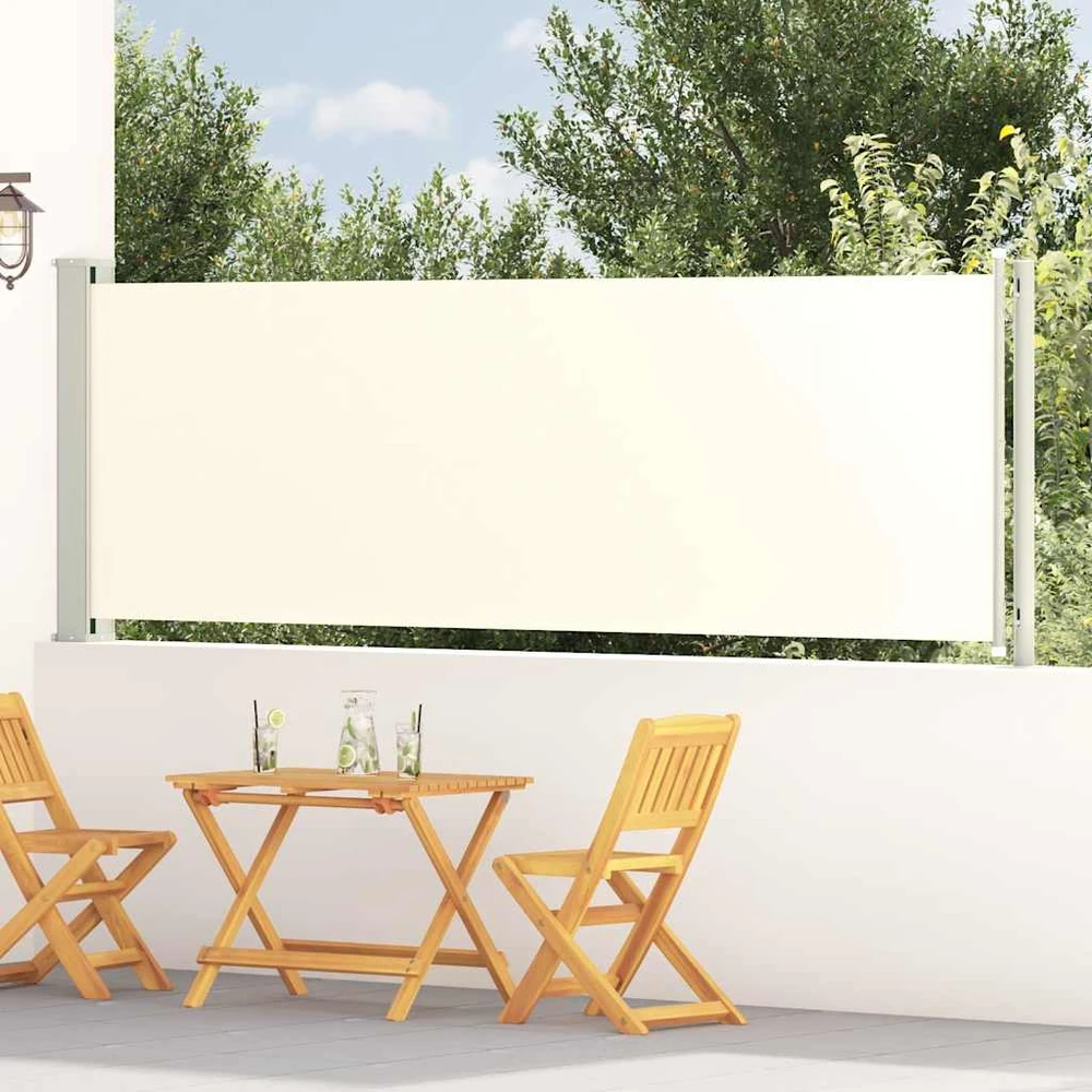 Ištraukiama šoninė kiemo pertvara, kreminės spalvos, 117x600cm