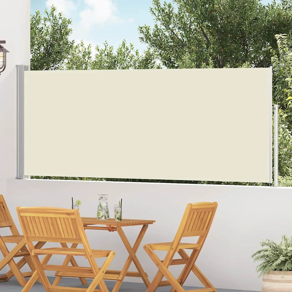 Ištraukiama šoninė kiemo pertvara, kreminės spalvos, 120x500cm