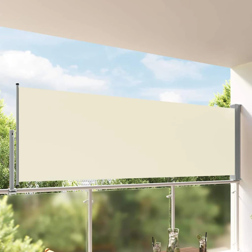 Ištraukiama šoninė kiemo pertvara, kreminės spalvos, 120x300cm