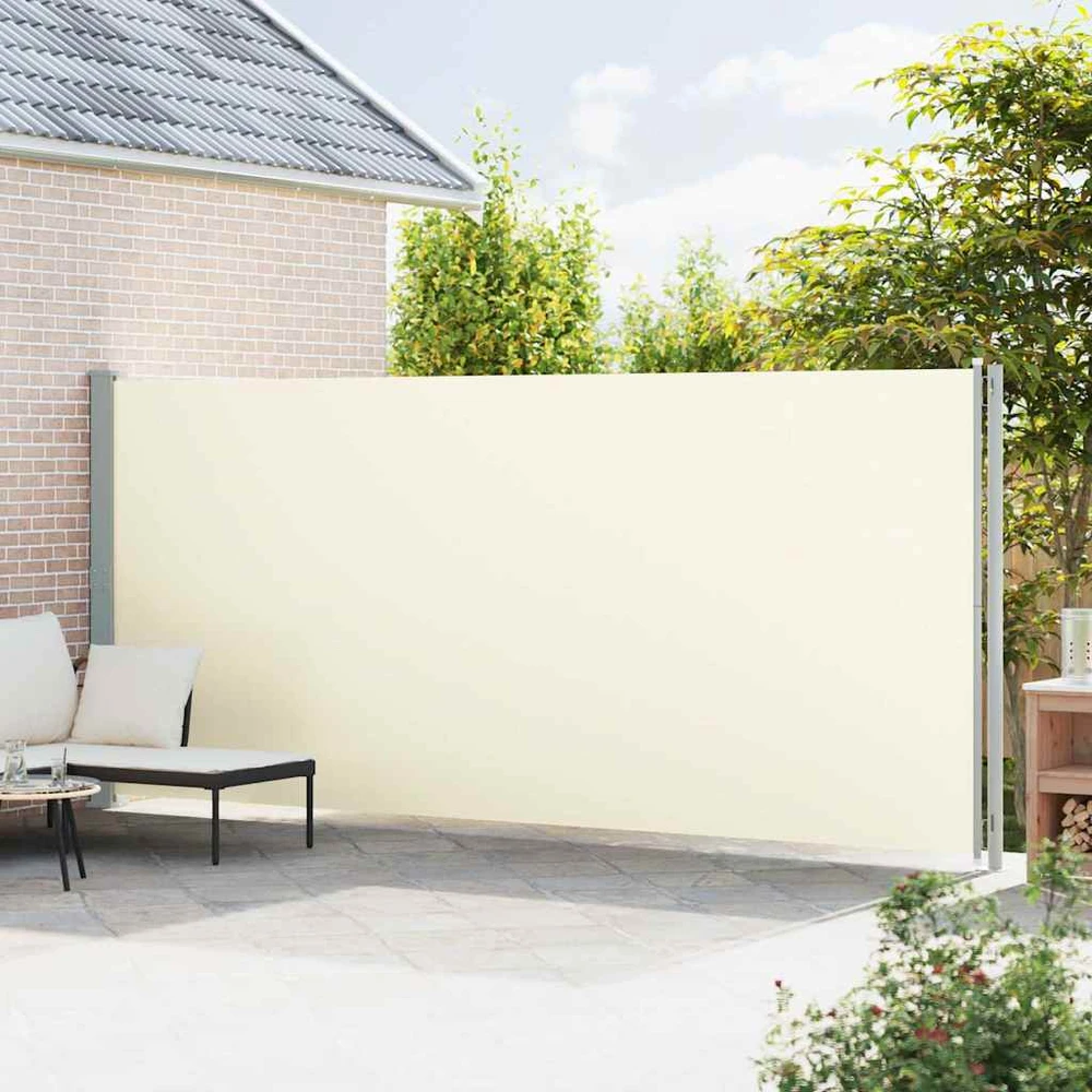 Ištraukiama šoninė kiemo pertvara, kreminės spalvos, 200x600cm