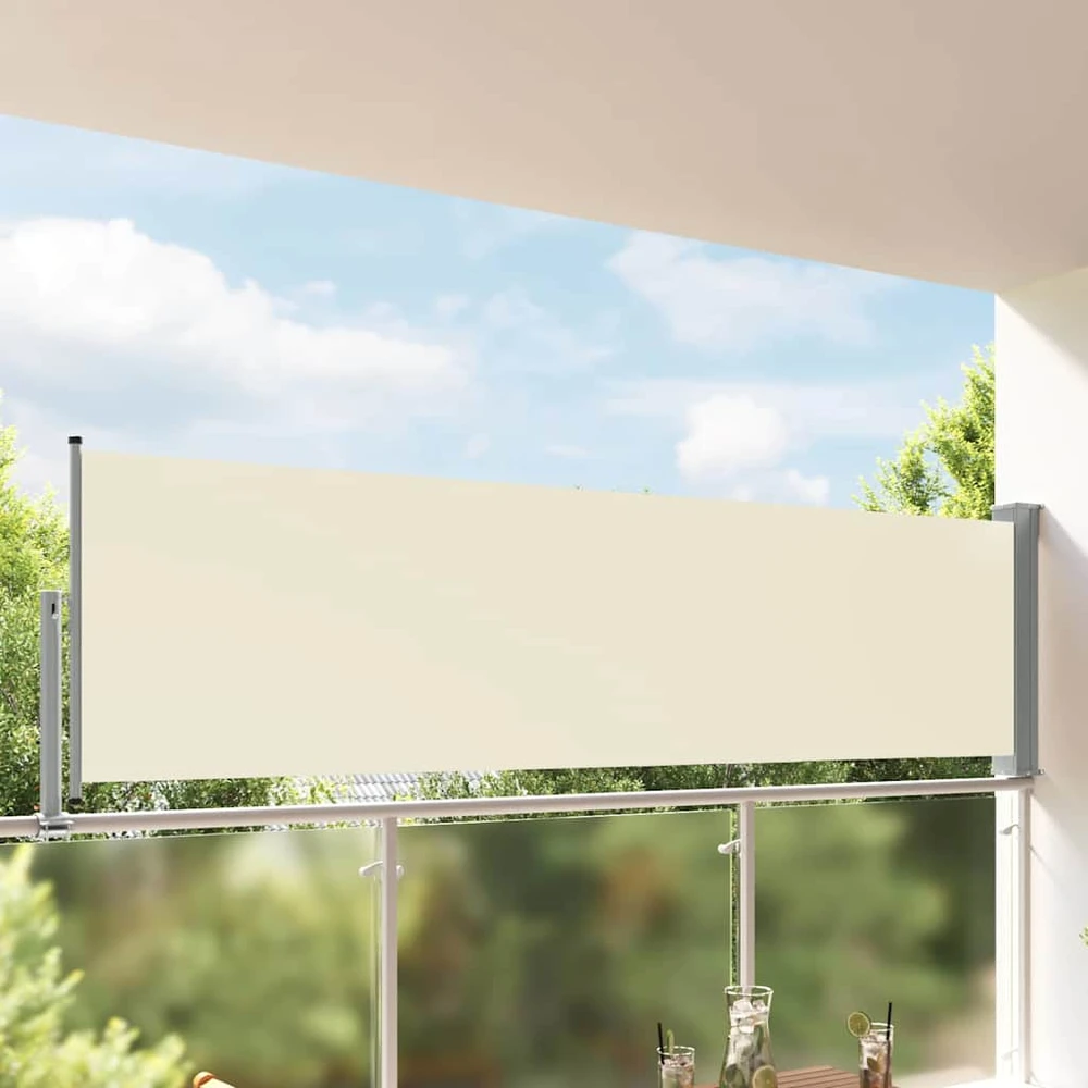 Ištraukiama šoninė kiemo pertvara, kreminės spalvos, 100x300cm
