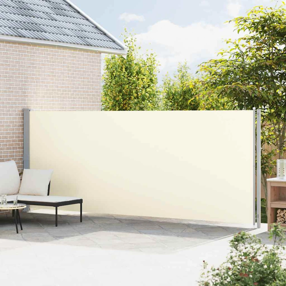 Ištraukiama šoninė kiemo pertvara, kreminės spalvos, 180x600cm