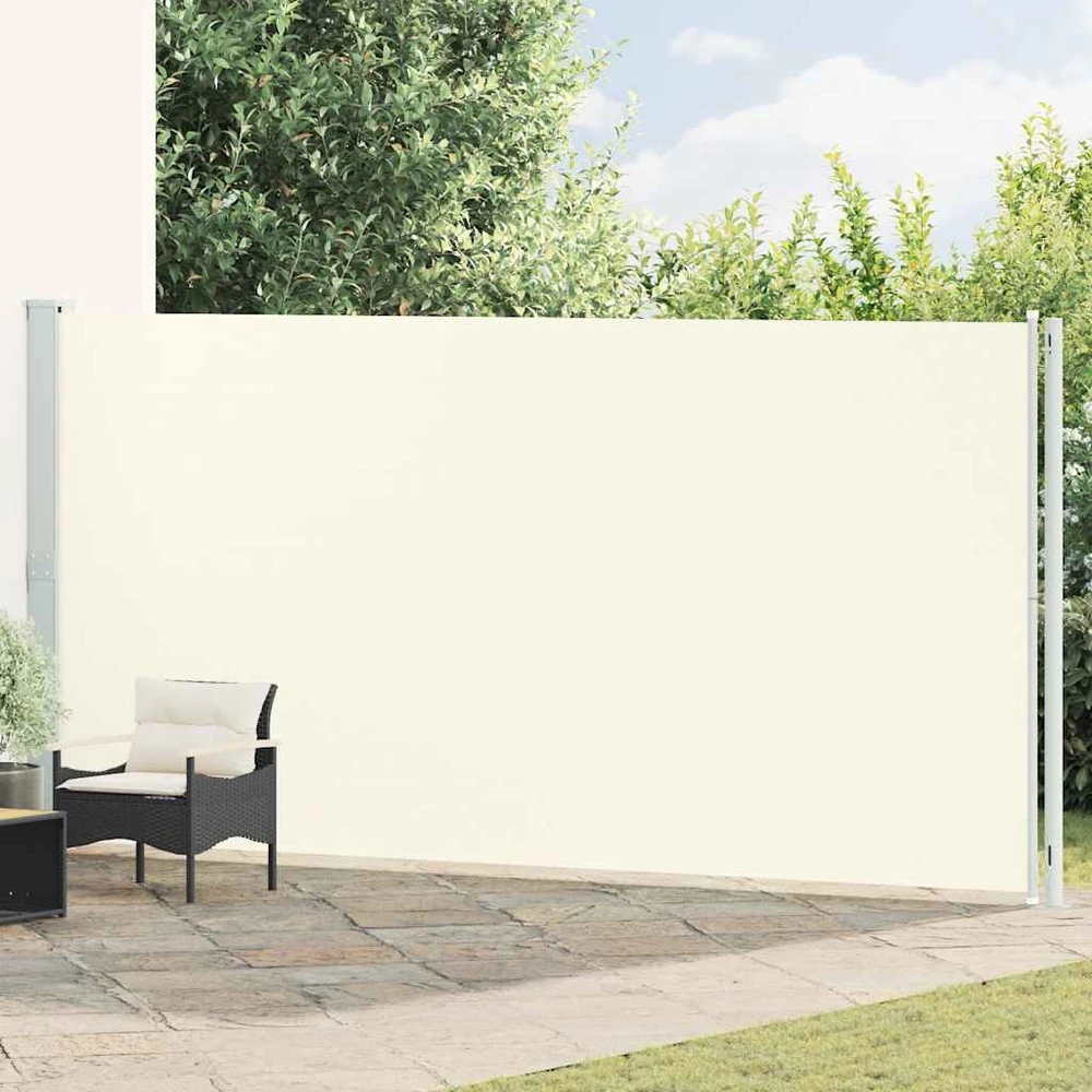 Ištraukiama šoninė kiemo pertvara, kreminės spalvos, 200x600cm