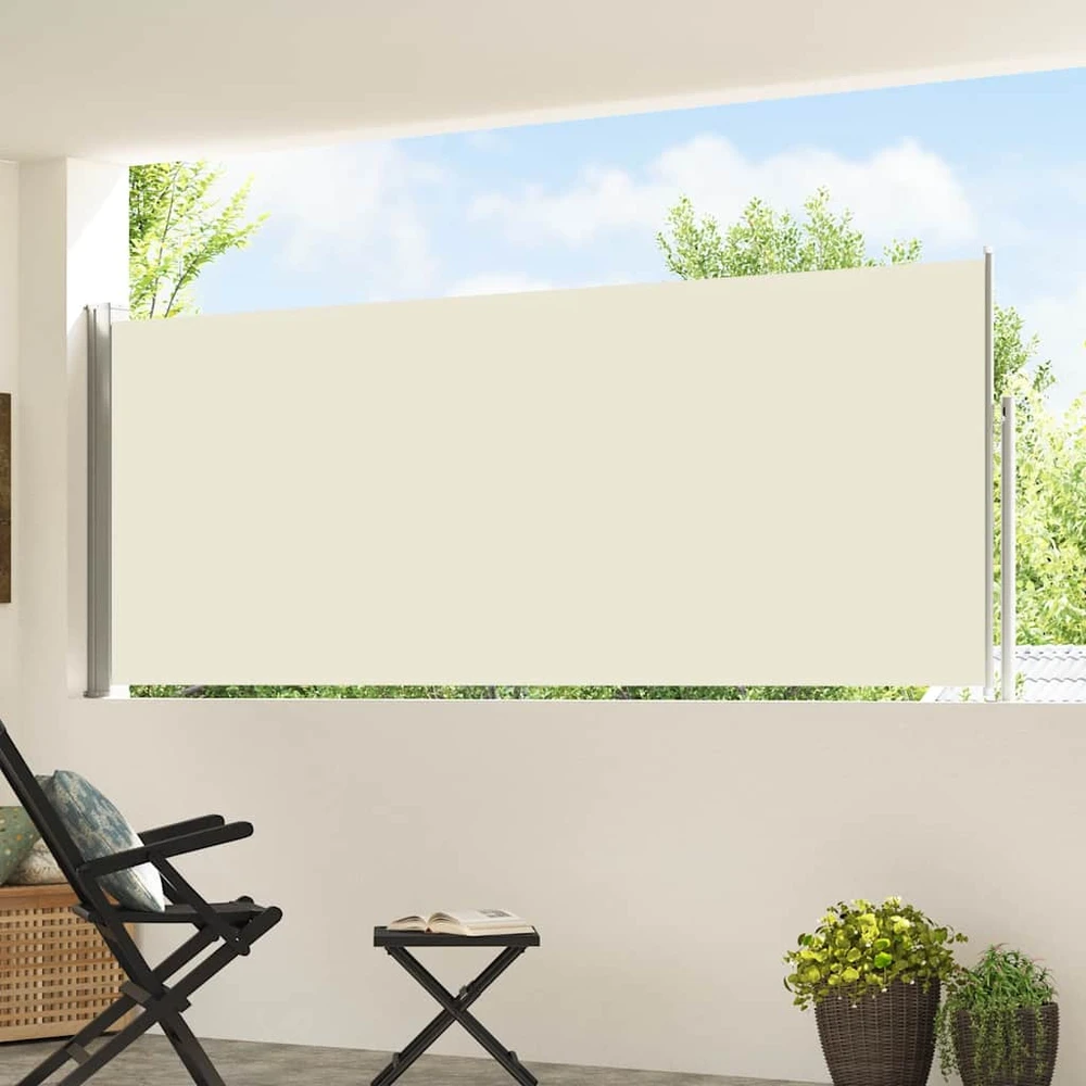 Ištraukiama šoninė kiemo pertvara, kreminės spalvos, 120x500cm