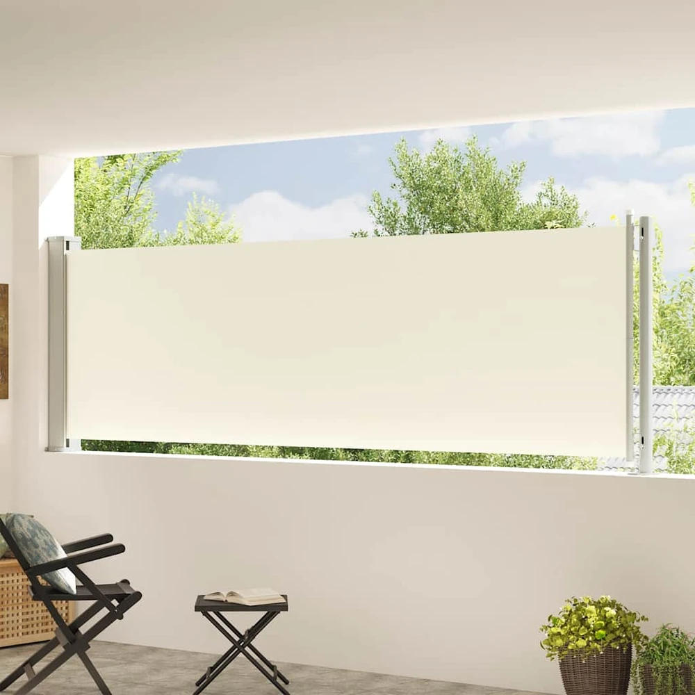 Ištraukiama šoninė kiemo pertvara, kreminės spalvos, 117x600cm