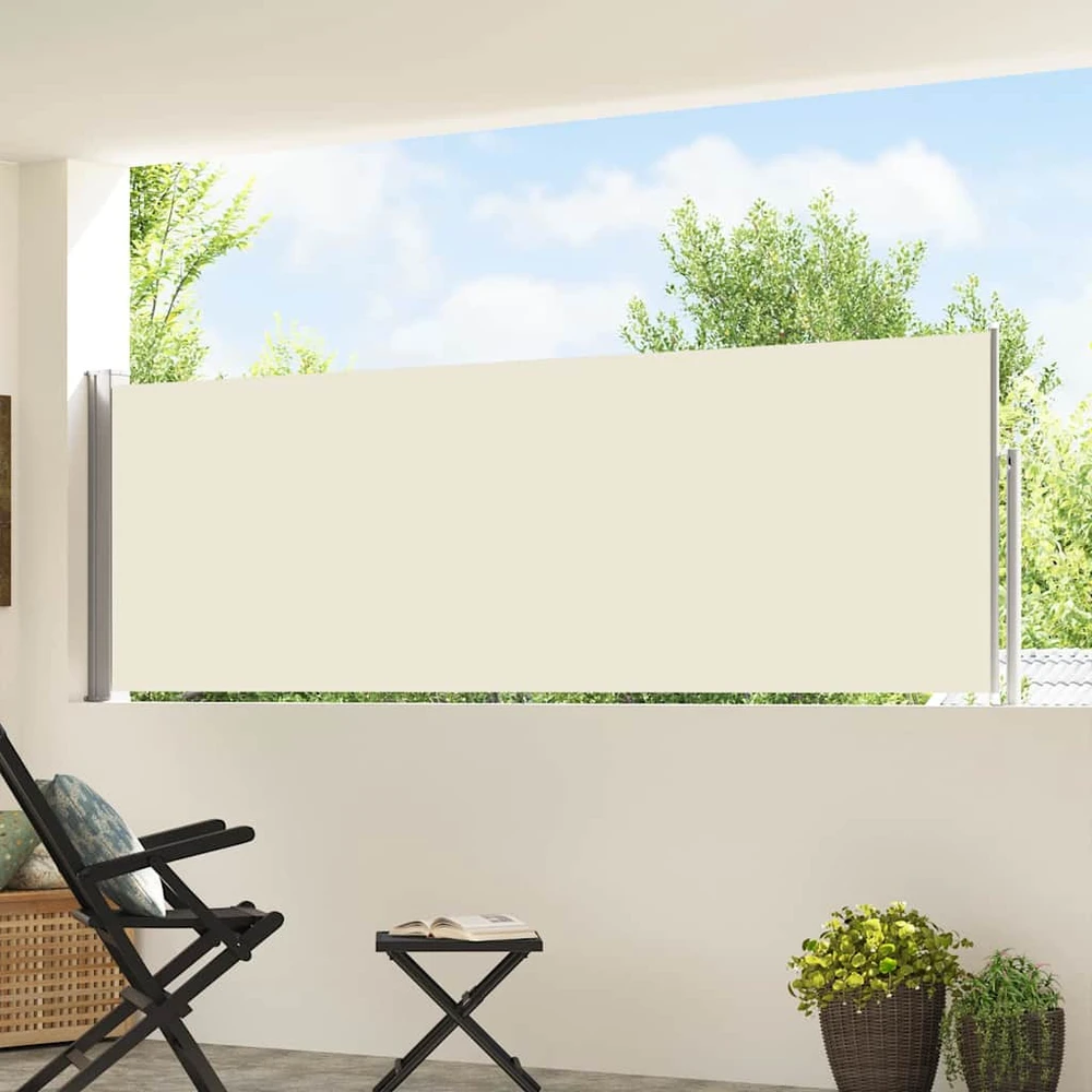 Ištraukiama šoninė kiemo pertvara, kreminės spalvos, 100x500cm
