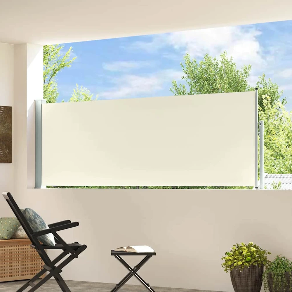 Ištraukiama šoninė kiemo pertvara, kreminės spalvos, 100x300cm