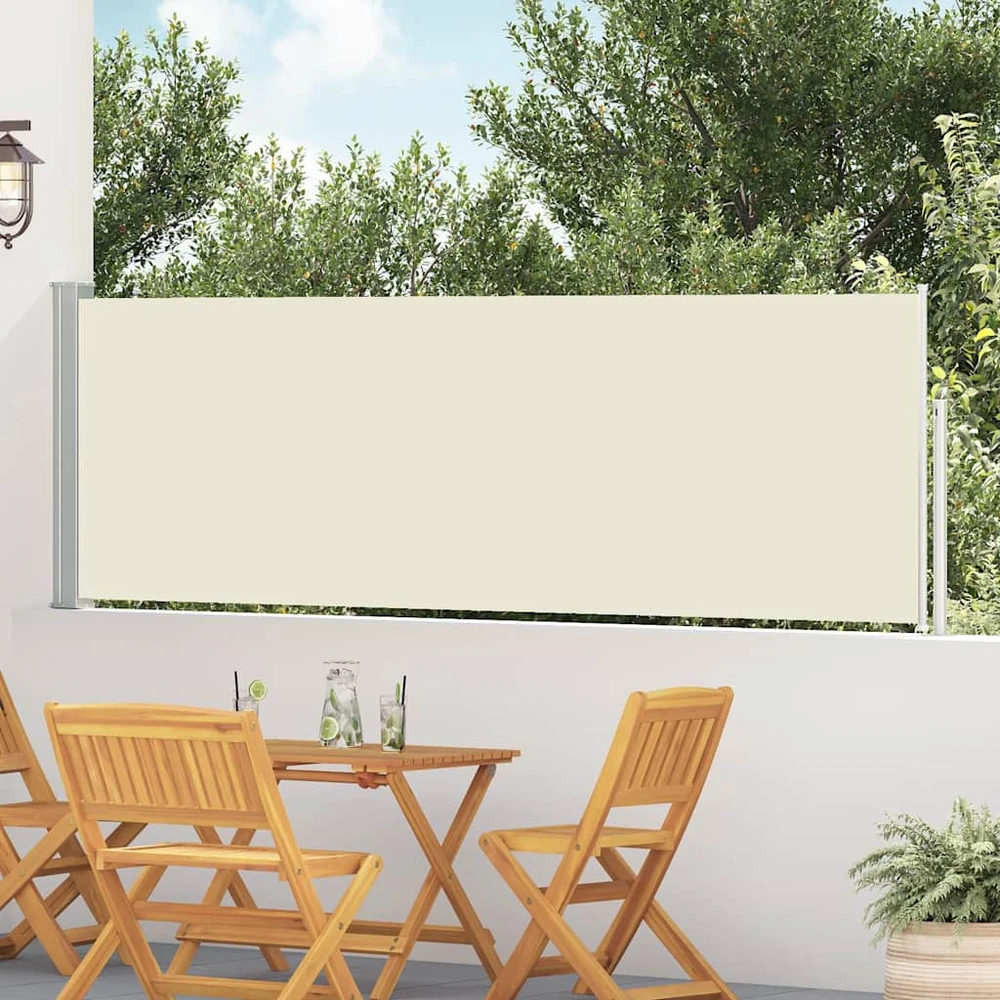 Ištraukiama šoninė kiemo pertvara, kreminės spalvos, 100x500cm