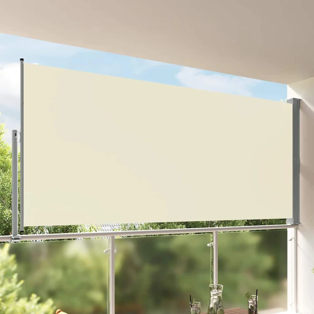 Ištraukiama šoninė kiemo pertvara, kreminės spalvos, 160x300cm