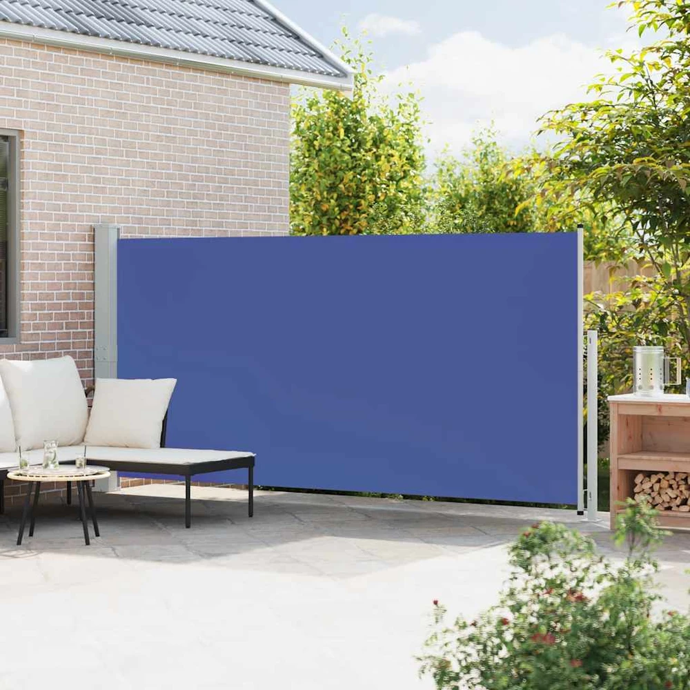 Ištraukiama šoninė kiemo pertvara, mėlynos spalvos, 180x500cm