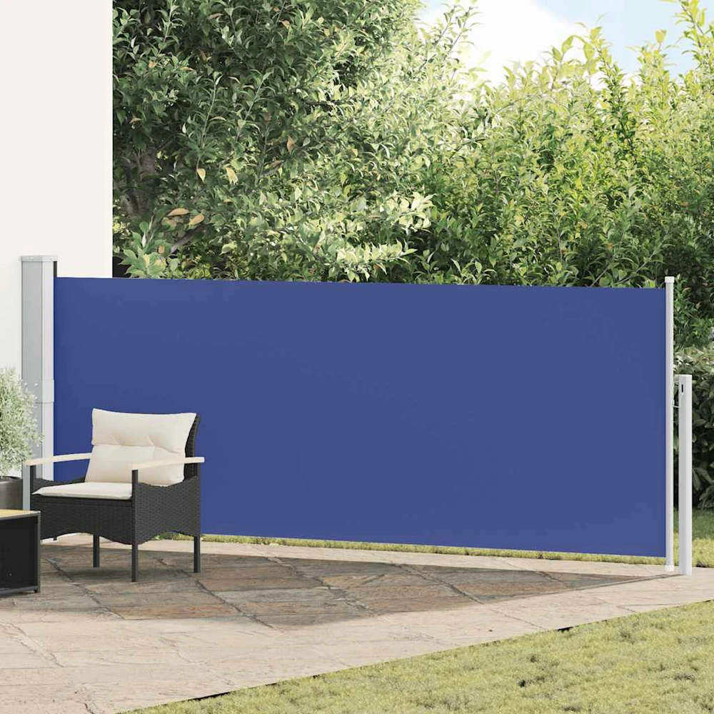 Ištraukiama šoninė kiemo pertvara, mėlynos spalvos, 140x500cm