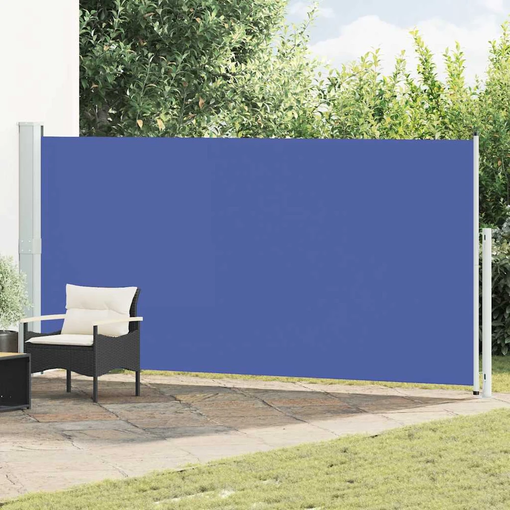 Ištraukiama šoninė kiemo pertvara, mėlynos spalvos, 180x500cm