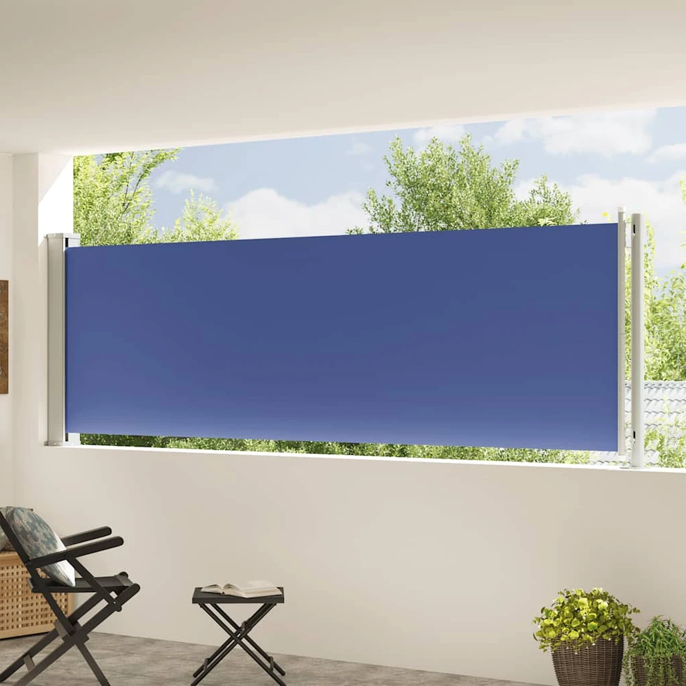 Ištraukiama šoninė kiemo pertvara, mėlynos spalvos, 117x600cm