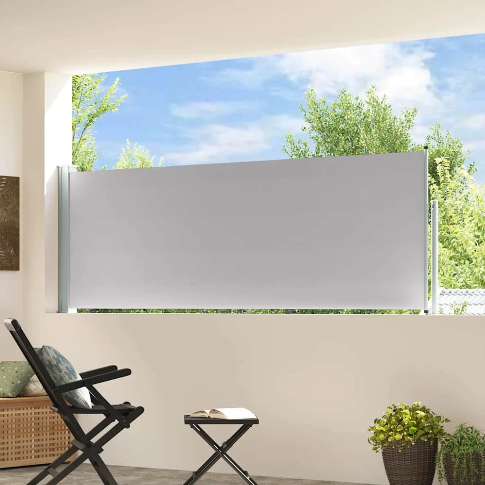 Ištraukiama šoninė kiemo pertvara, pilkos spalvos, 100x300cm