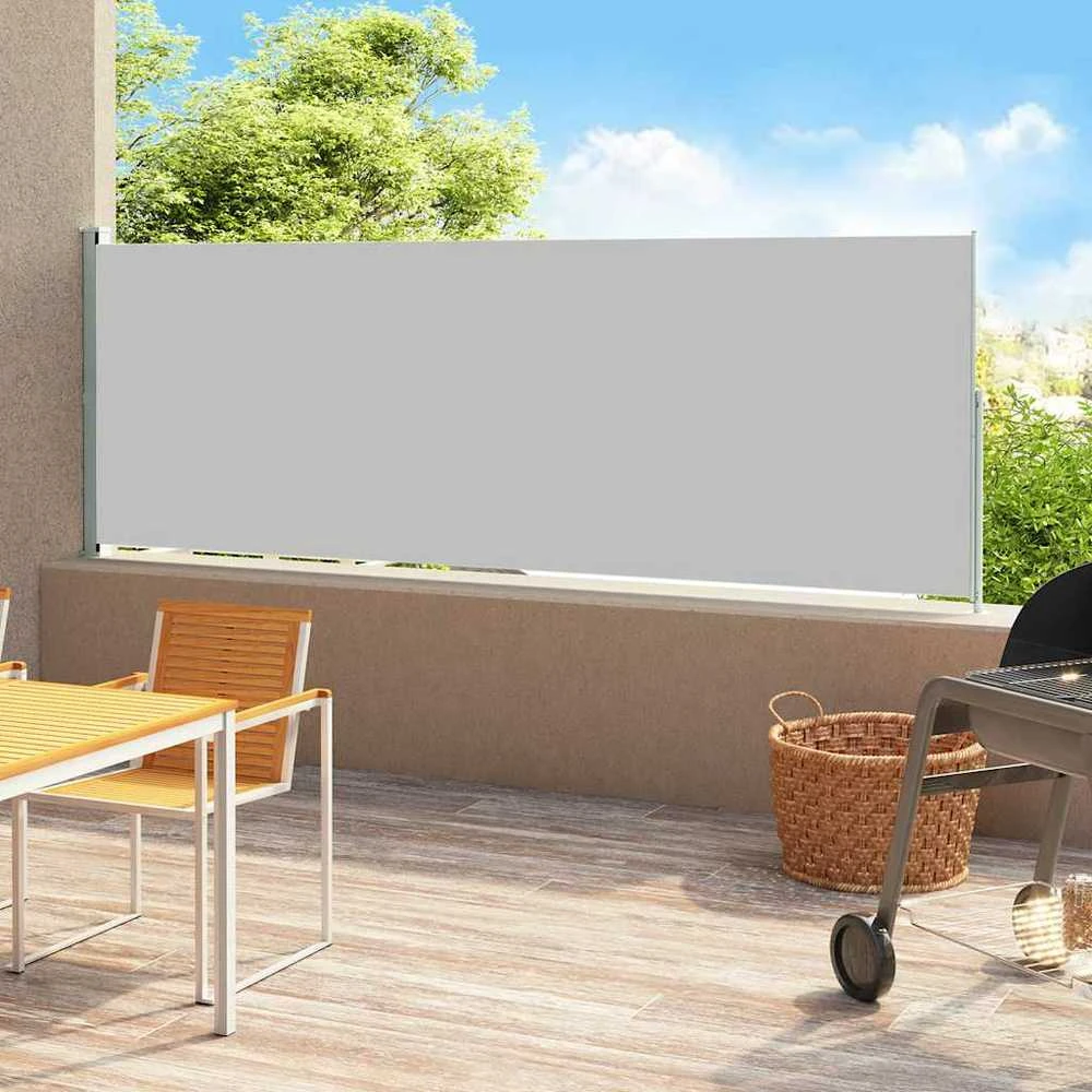 Ištraukiama šoninė kiemo pertvara, pilkos spalvos, 220x500cm
