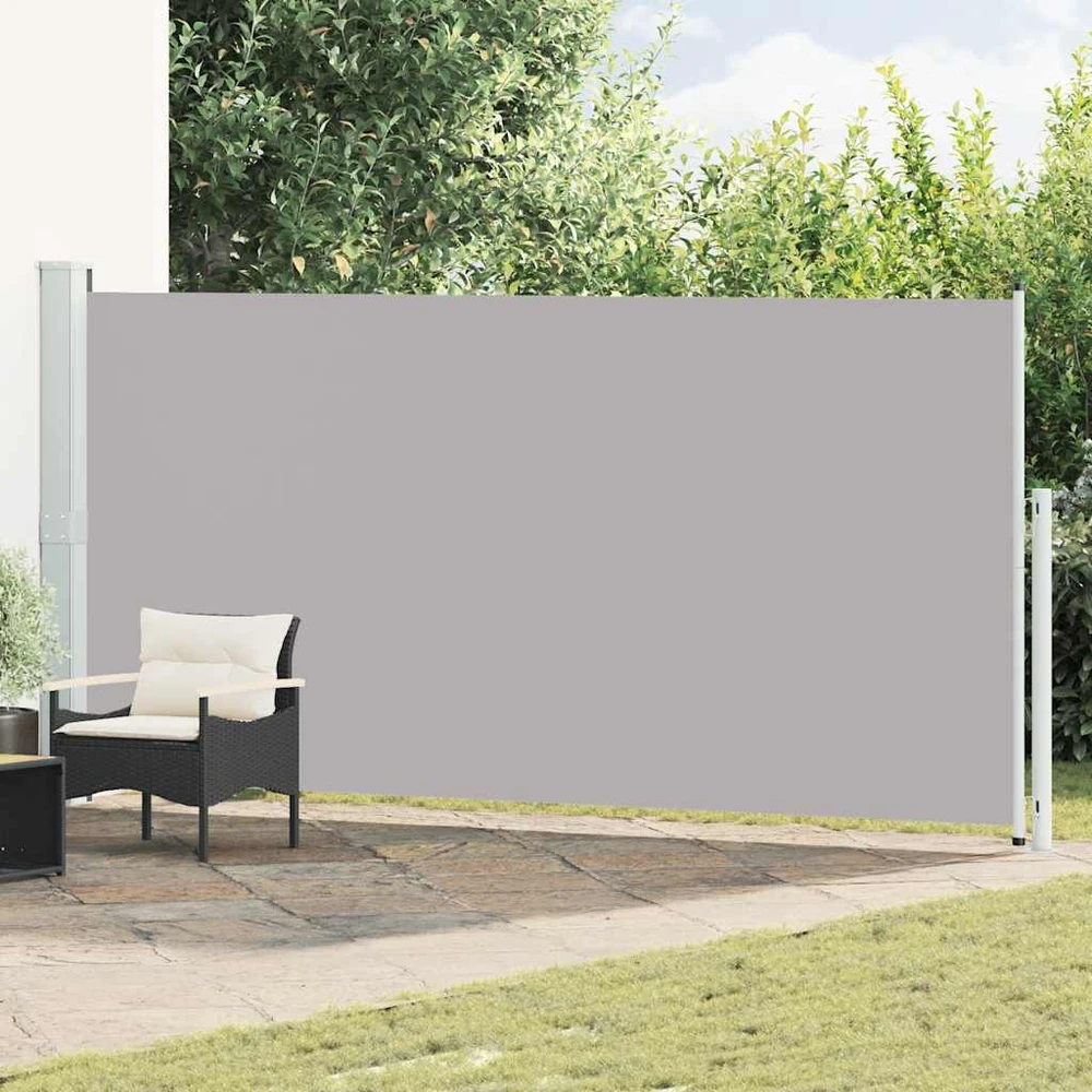 Ištraukiama šoninė kiemo pertvara, pilkos spalvos, 180x500cm