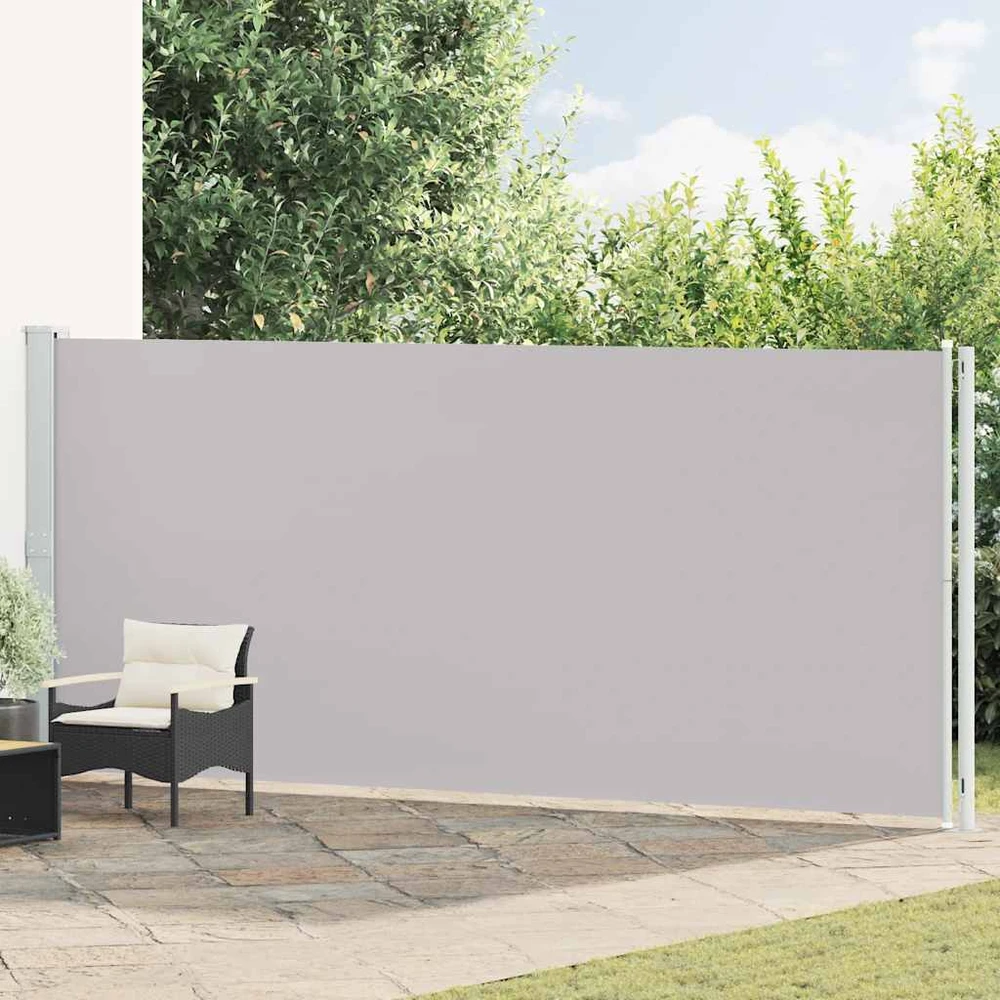 Ištraukiama šoninė kiemo pertvara, pilkos spalvos, 180x600cm