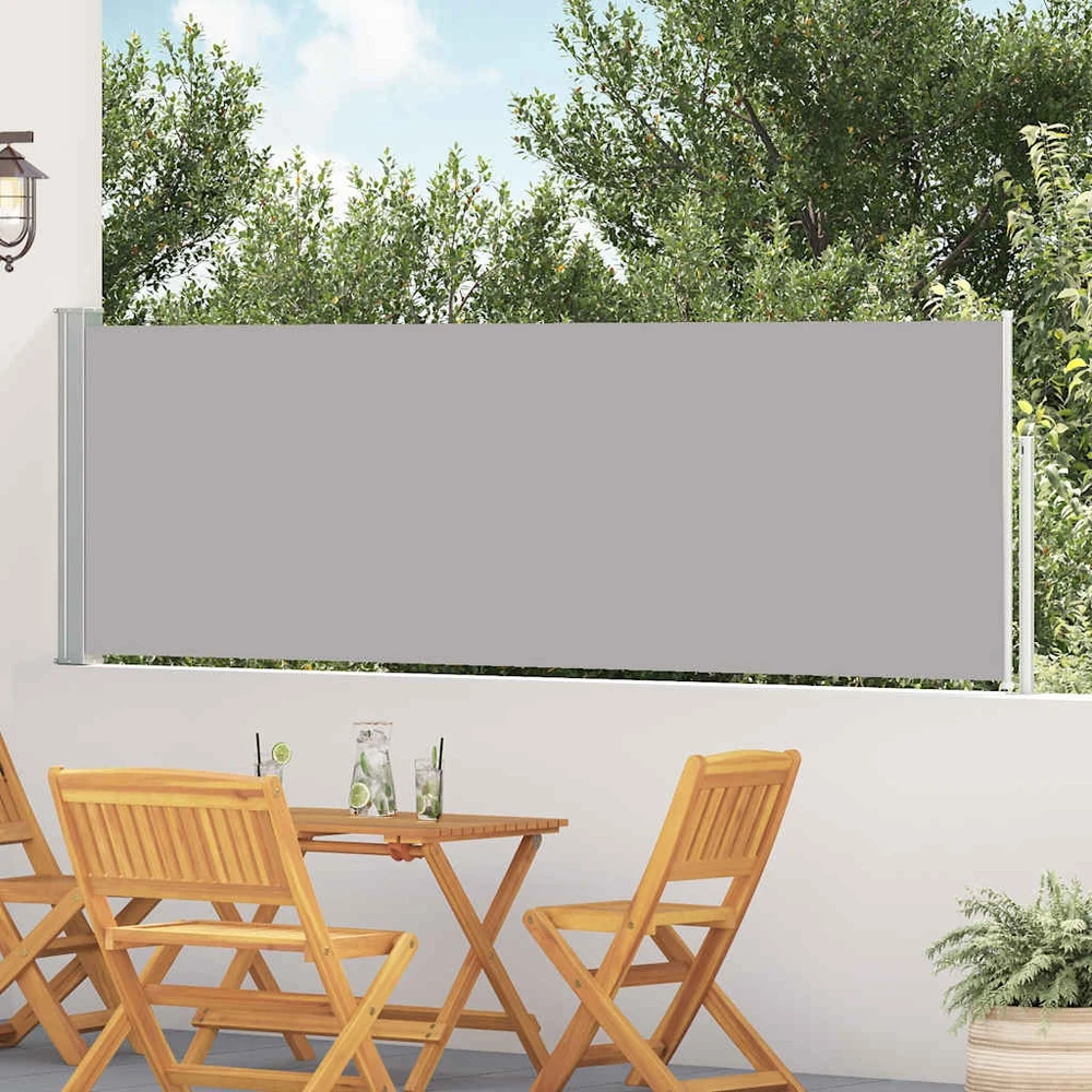 Ištraukiama šoninė kiemo pertvara, pilkos spalvos, 100x500cm