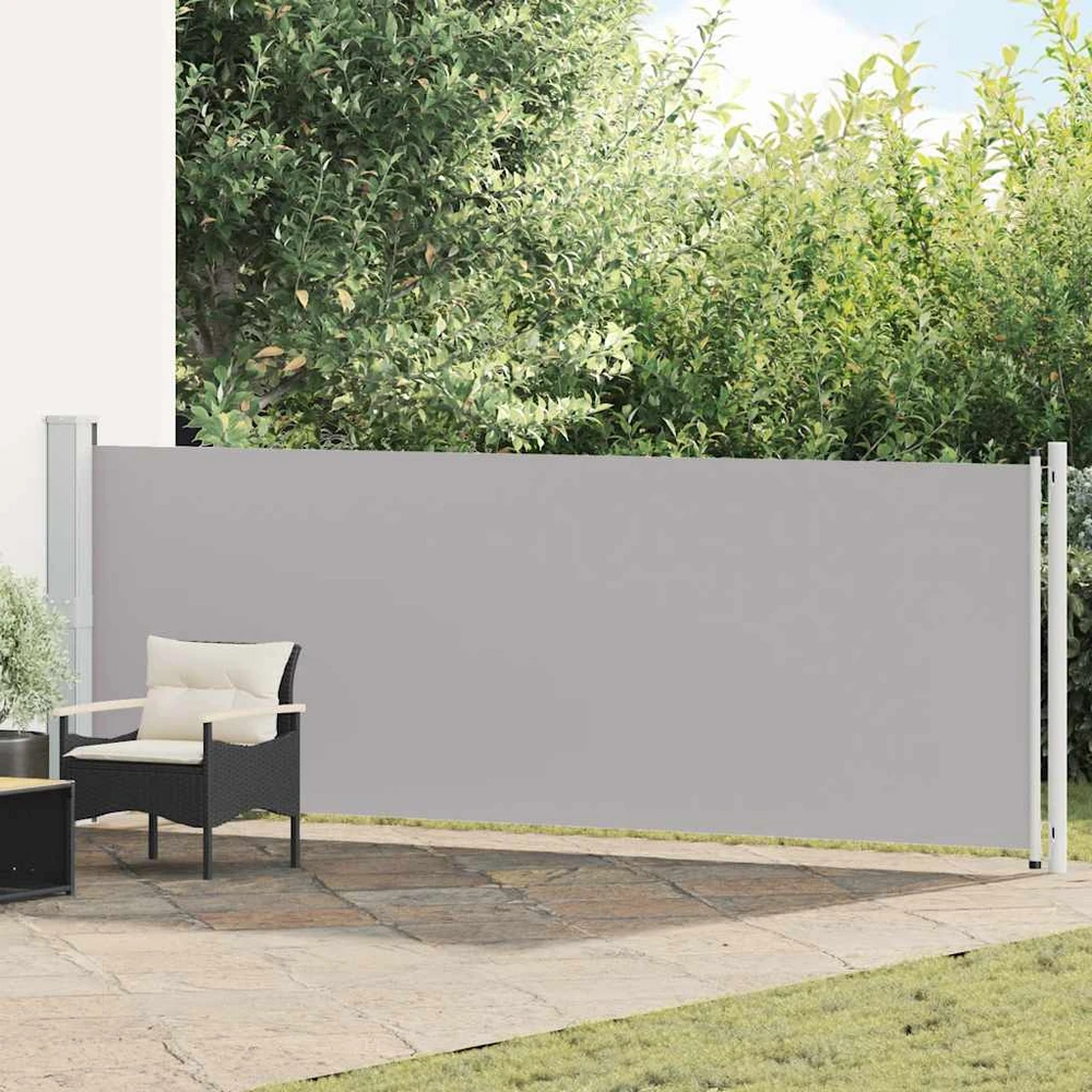 Ištraukiama šoninė kiemo pertvara, pilkos spalvos, 140x600cm