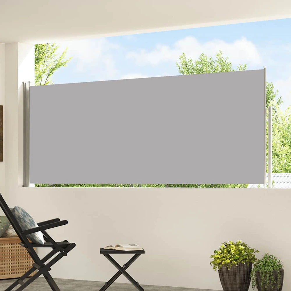 Ištraukiama šoninė kiemo pertvara, pilkos spalvos, 120x500cm