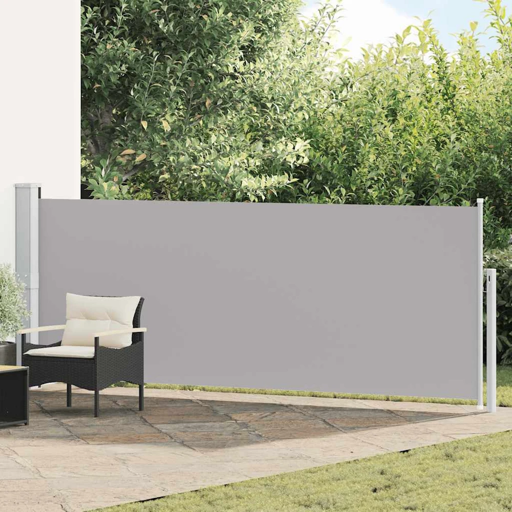 Ištraukiama šoninė kiemo pertvara, pilkos spalvos, 140x500cm