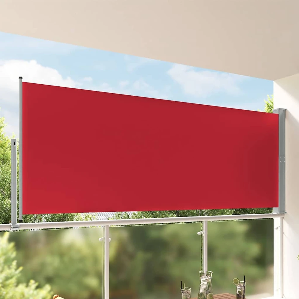 Ištraukiama šoninė kiemo pertvara, raudonos spalvos, 140x300cm