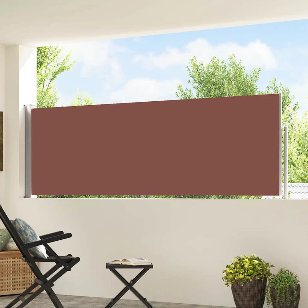 Ištraukiama šoninė kiemo pertvara, rudos spalvos, 100x500cm