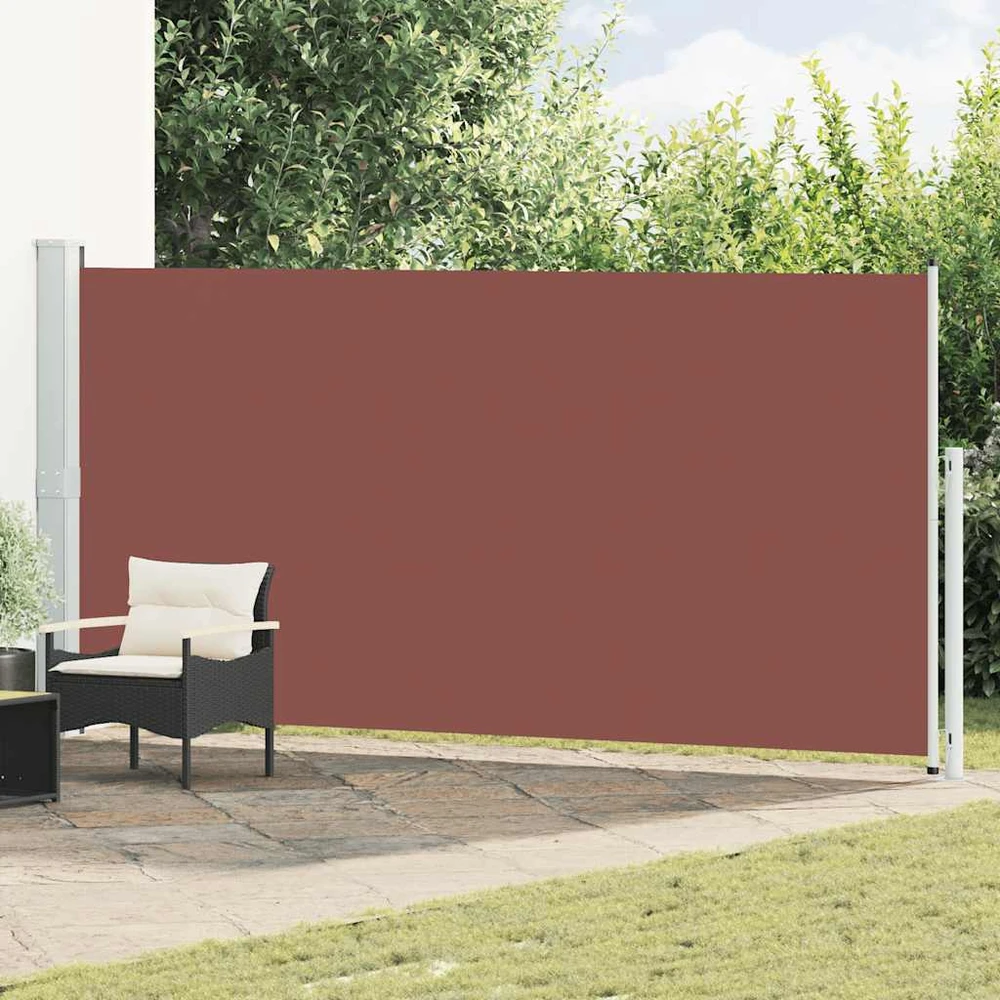 Ištraukiama šoninė kiemo pertvara, rudos spalvos, 180x500cm