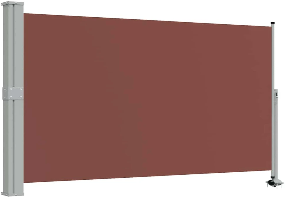Ištraukiama šoninė kiemo pertvara, rudos spalvos, 140x300cm