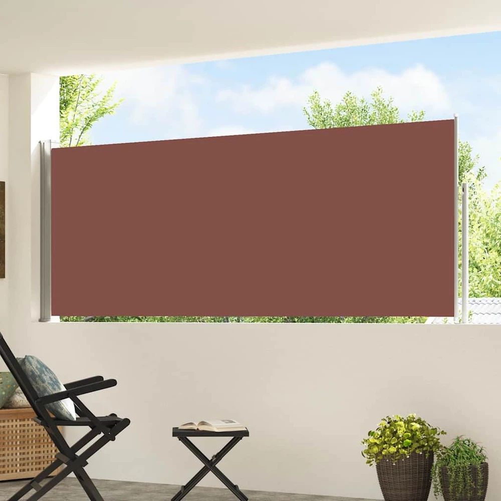 Ištraukiama šoninė kiemo pertvara, rudos spalvos, 120x500cm