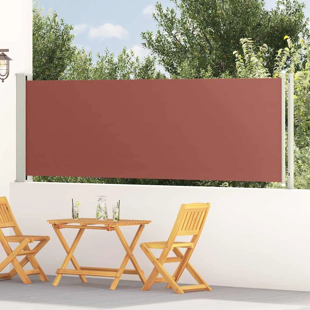 Ištraukiama šoninė kiemo pertvara, rudos spalvos, 117x600cm