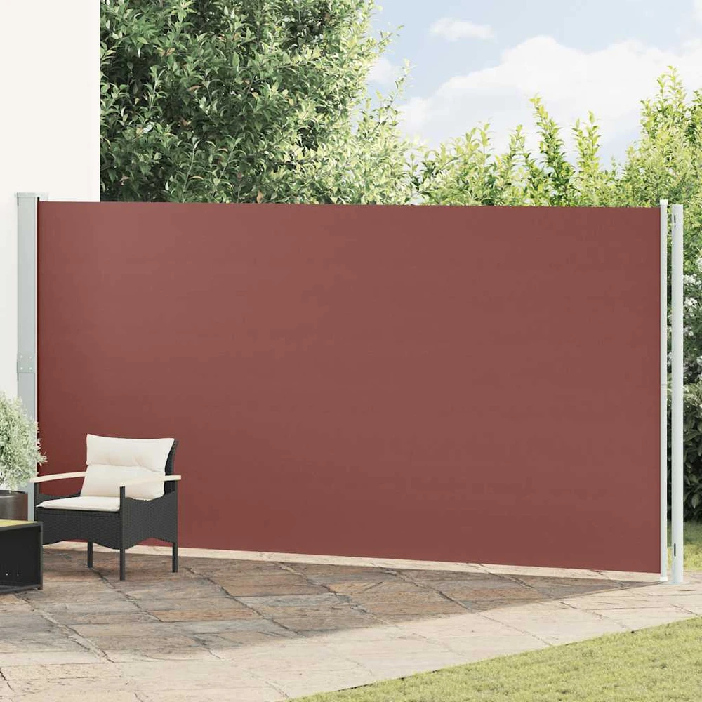Ištraukiama šoninė kiemo pertvara, rudos spalvos, 200x600cm