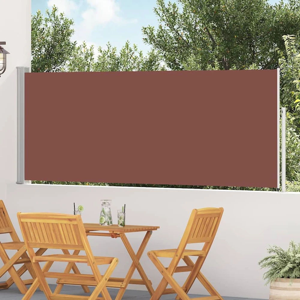 Ištraukiama šoninė kiemo pertvara, rudos spalvos, 120x500cm
