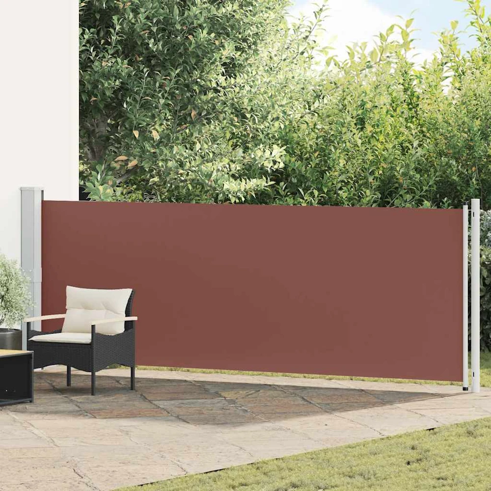 Ištraukiama šoninė kiemo pertvara, rudos spalvos, 140x600cm