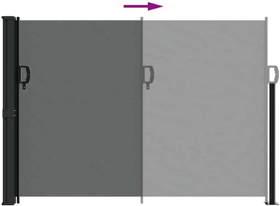 Ištraukiama šoninė markizė, juodos spalvos, 140x500cm