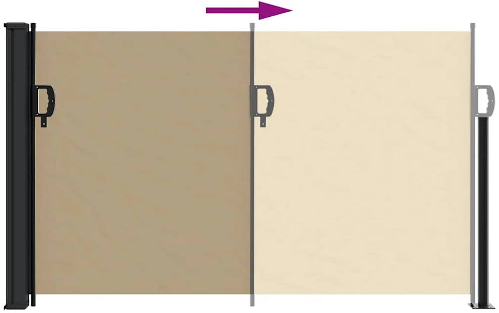 Ištraukiama šoninė markizė, smėlio spalvos, 120x500cm
