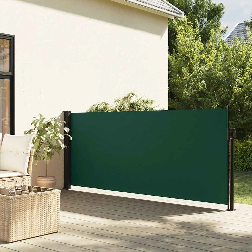 Ištraukiama šoninė markizė, tamsiai žalios spalvos, 140x500cm